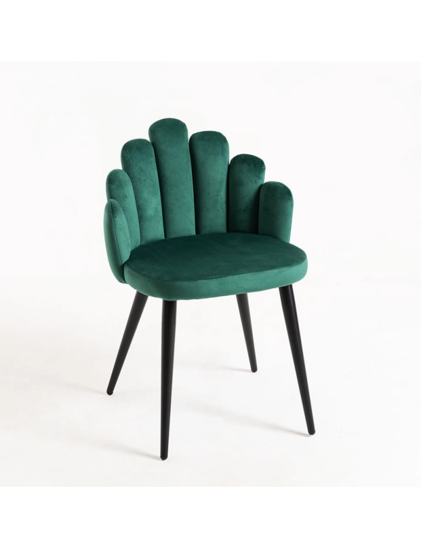 imagem de Cadeira Hand Veludo Pernas Pretas - Verde1