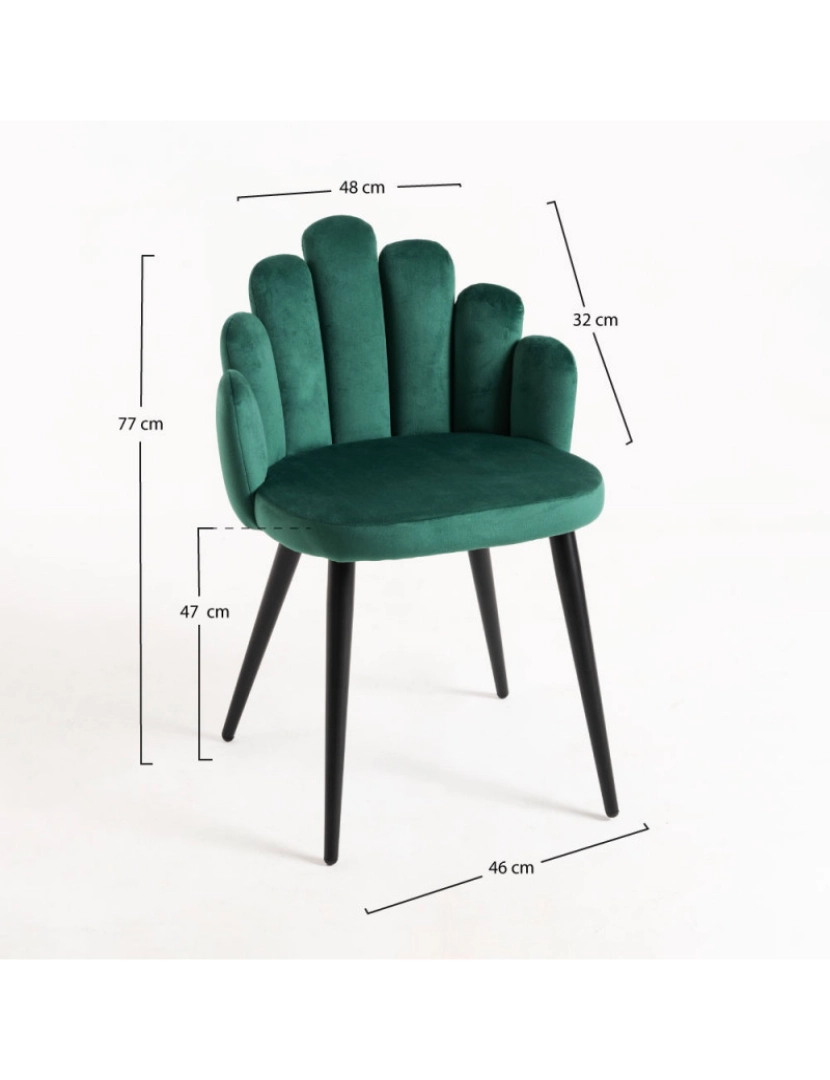 imagem de Cadeira Hand Veludo Pernas Pretas - Verde2