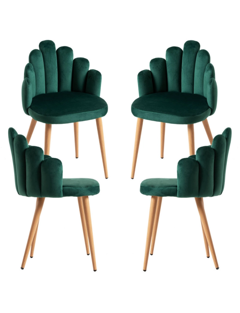 imagem de Pack 4 Cadeiras Hand Veludo - Verde1