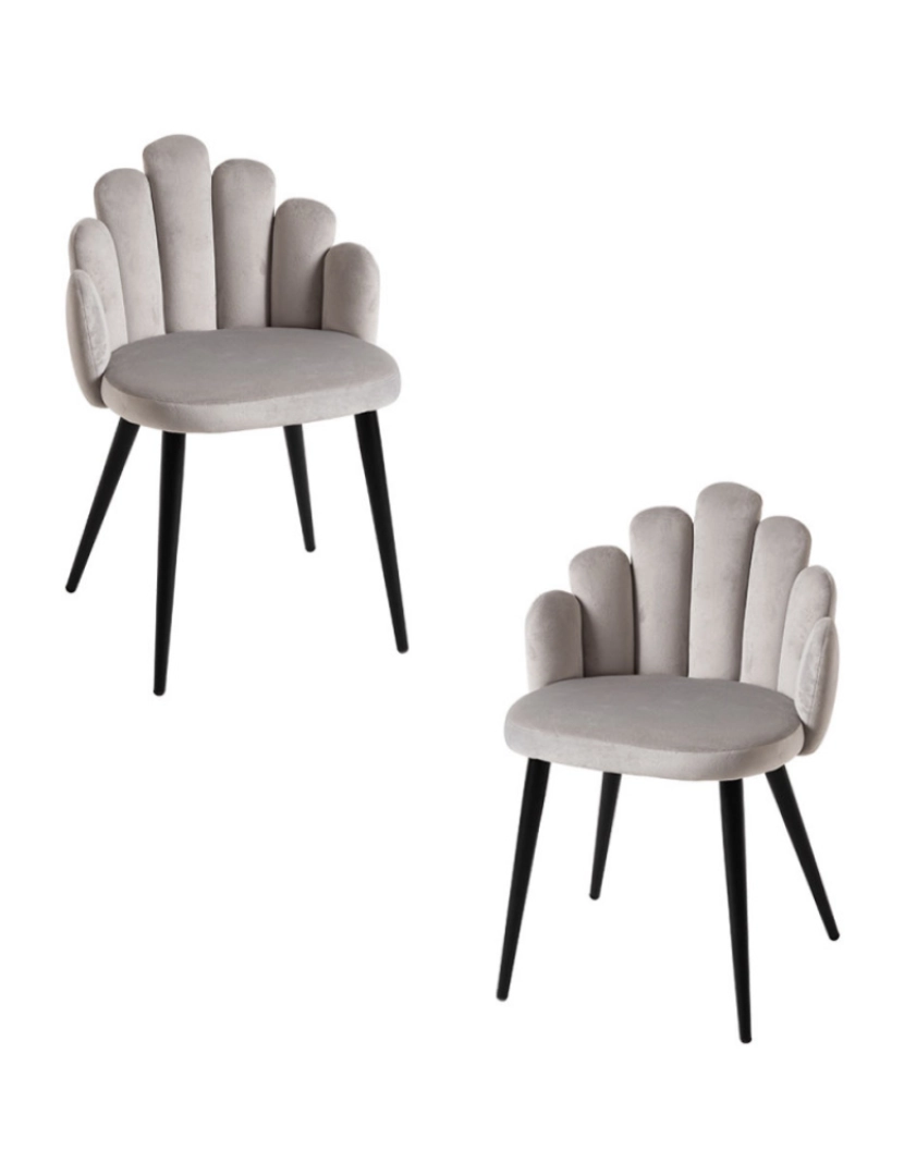 imagem de Pack 2 Cadeiras Hand Veludo Pernas Pretas - Cinza1