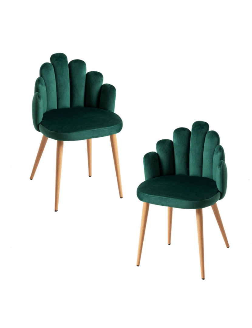 imagem de Pack 2 Cadeiras Hand Veludo - Verde1