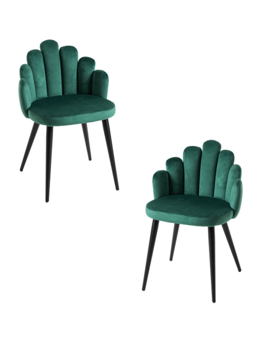 Presentes Miguel - Pack 2 Cadeiras Hand Veludo Pernas Pretas - Verde