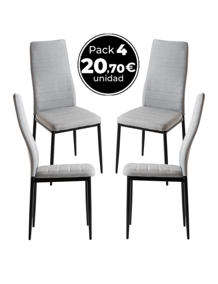 imagem de Pack 4 Cadeiras Lauter Tecido - Cinza1