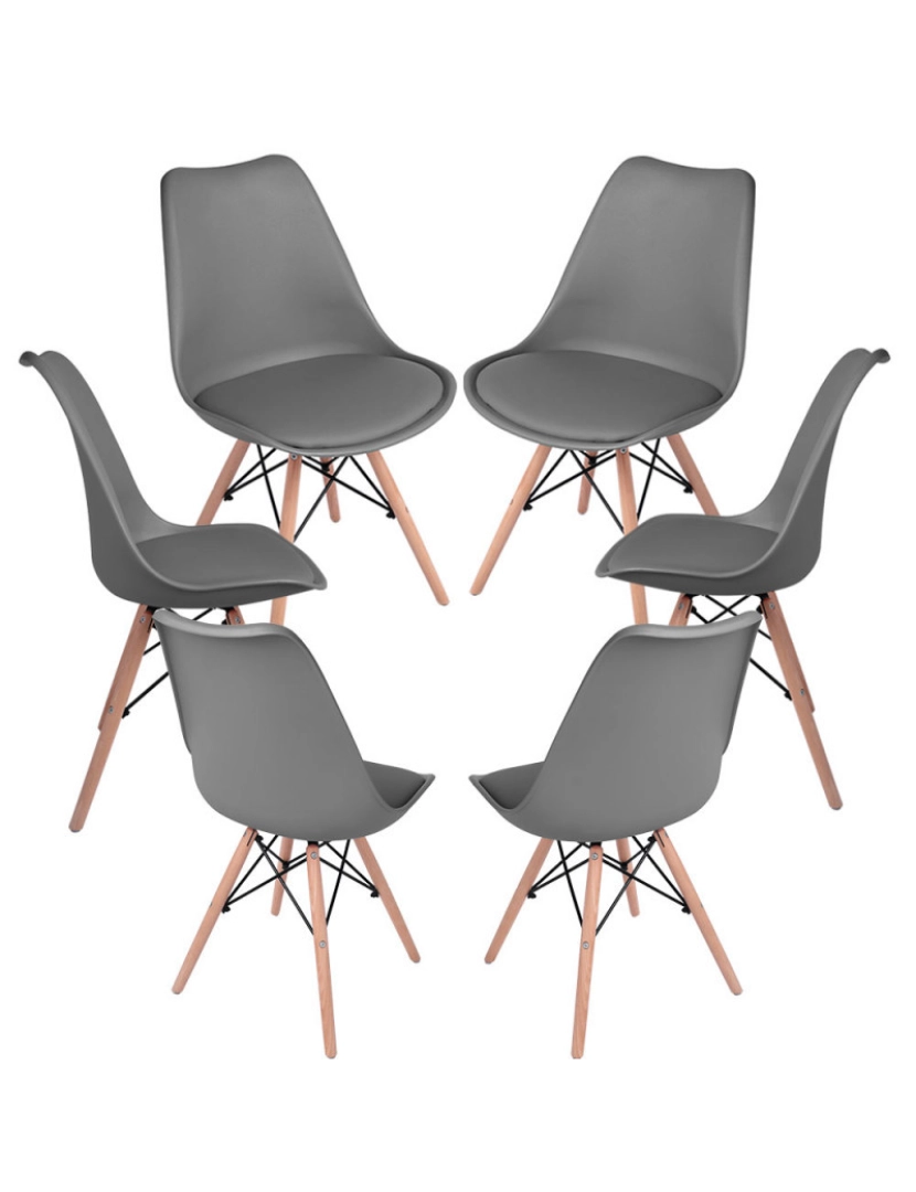 Presentes Miguel - Pack 6 Cadeiras Tilsen - Cinza escuro