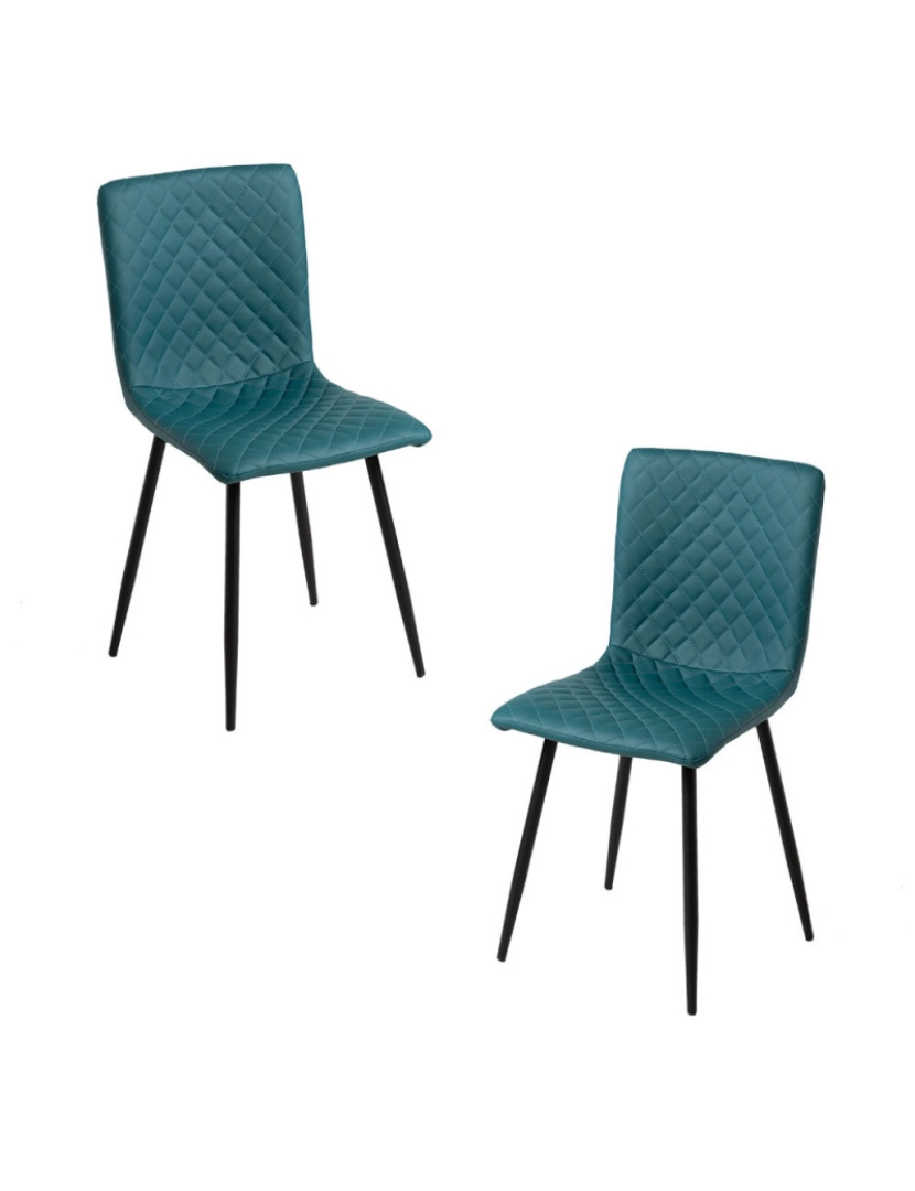 Presentes Miguel - Pack 2 Cadeiras Rom Couro Sintético - Verde-azulado