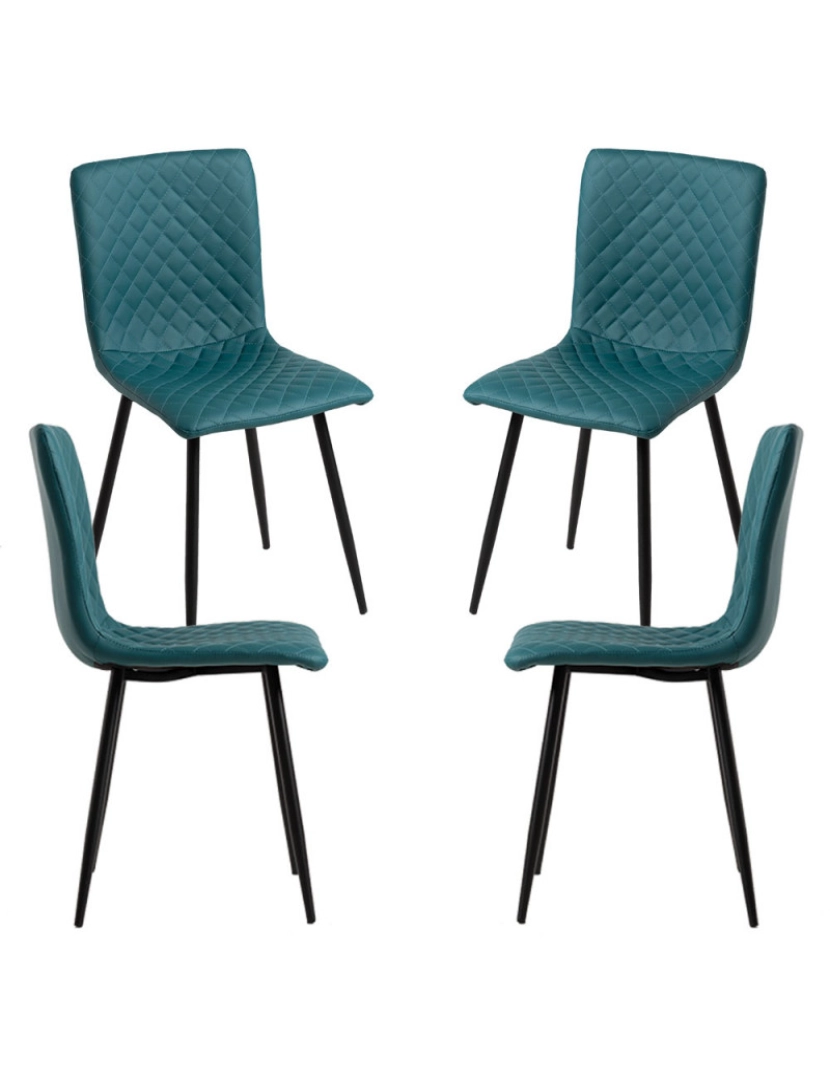 Presentes Miguel - Pack 4 Cadeiras Rom Couro Sintético - Verde-azulado