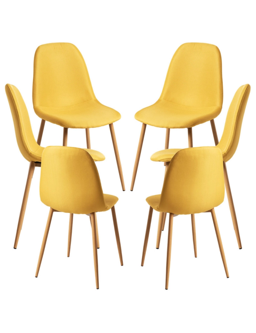 Presentes Miguel - Pack 6 Cadeiras Teok Tecido - Amarelo