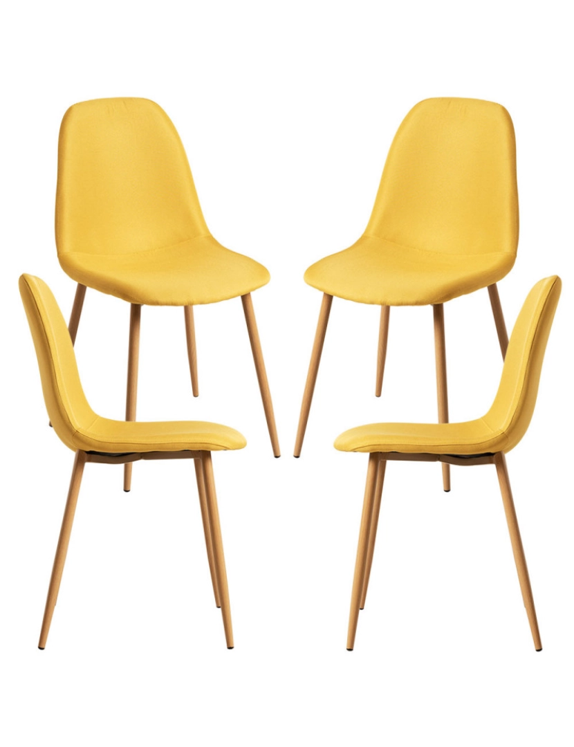 Presentes Miguel - Pack 4 Cadeiras Teok Tecido - Amarelo