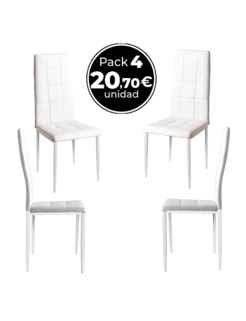 Presentes Miguel - Pack 4 Cadeiras Lan Couro Sintético - Branco