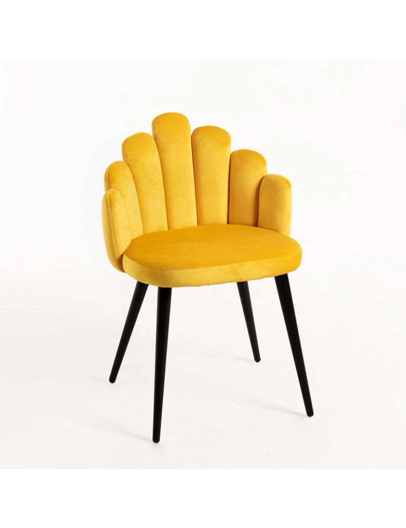 Presentes Miguel - Cadeira Hand Veludo Pernas Pretas - Amarelo