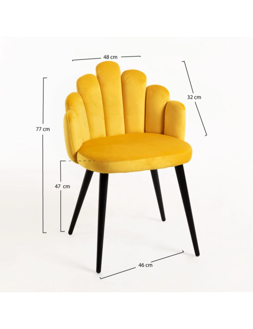 imagem de Cadeira Hand Veludo Pernas Pretas - Amarelo3