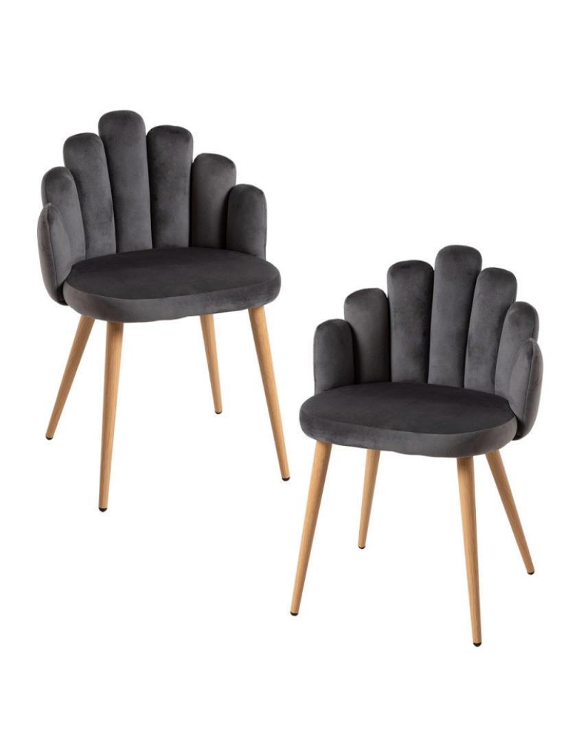 imagem de Pack 2 Cadeiras Hand Veludo - Cinza escuro1