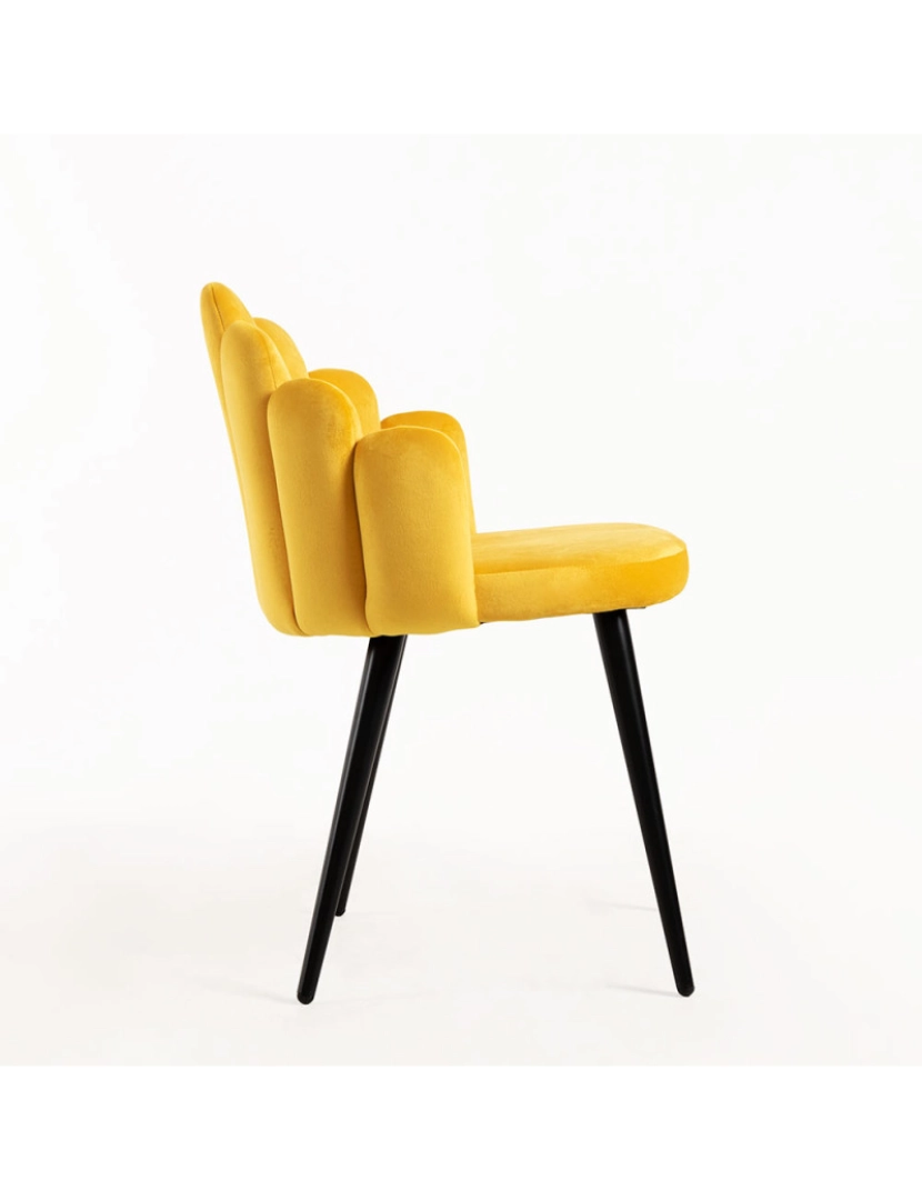 imagem de Pack 2 Cadeiras Hand Veludo Pernas Pretas - Amarelo2