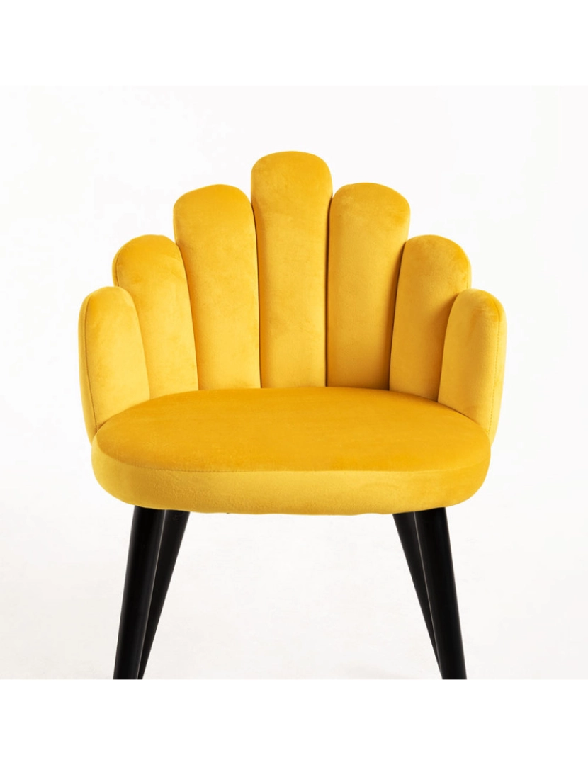 imagem de Pack 2 Cadeiras Hand Veludo Pernas Pretas - Amarelo4