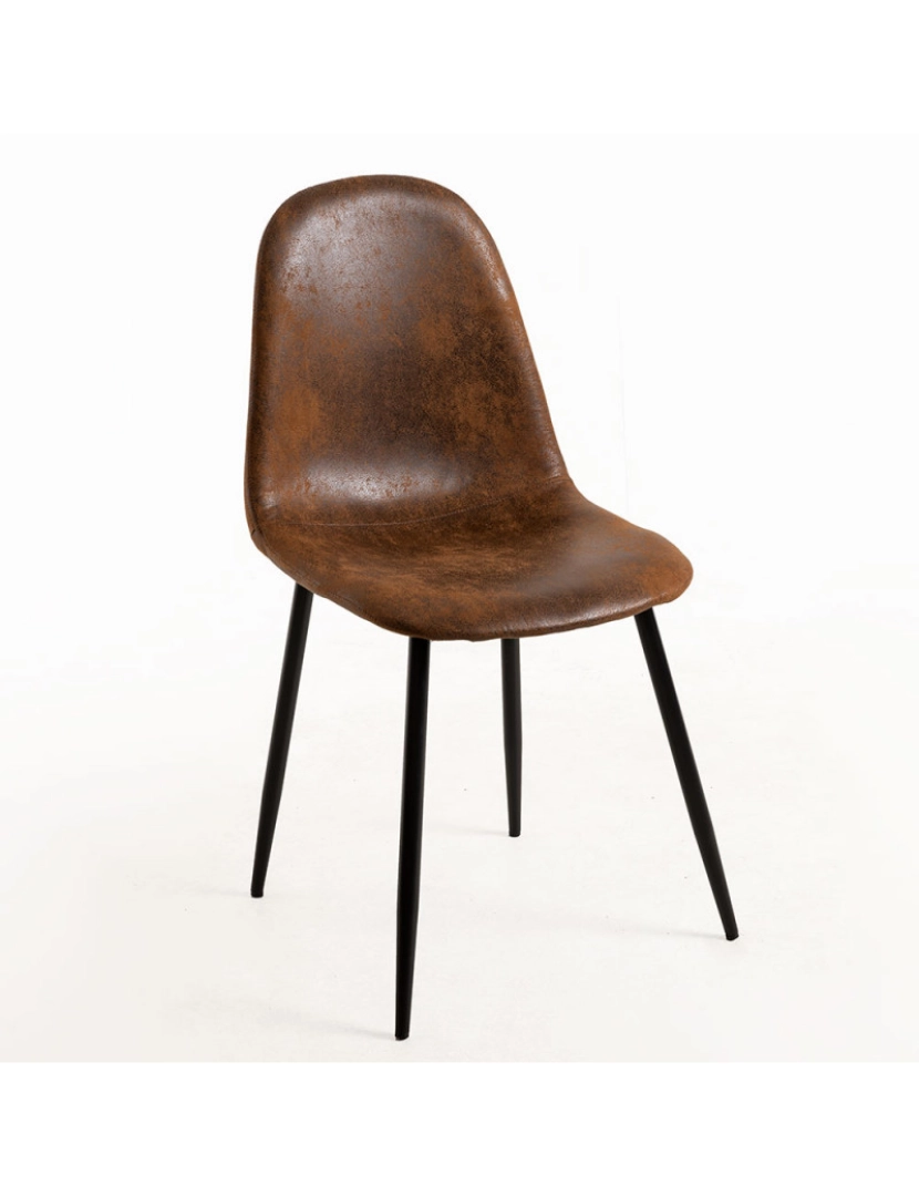 Presentes Miguel - Cadeira Black Teok Couro Sintético - Marrom Vintage