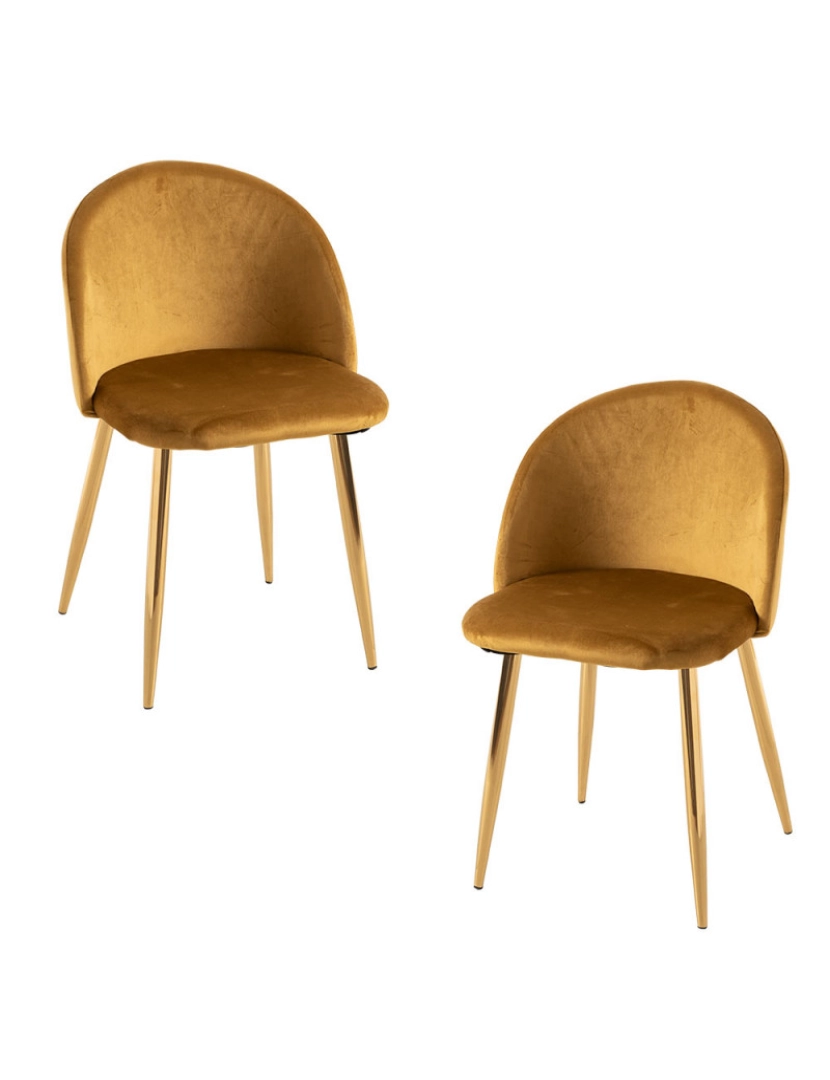 Presentes Miguel - Pack 2 Cadeiras Vint Veludo Golden - Amarelo