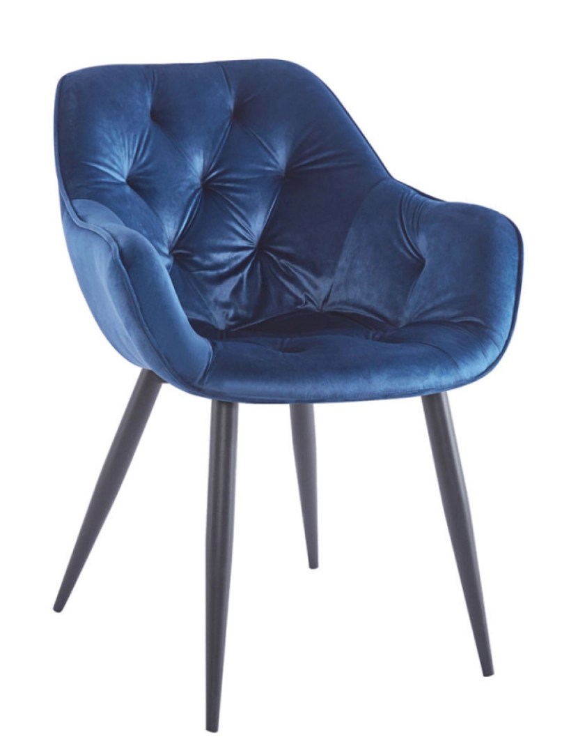 Presentes Miguel - Cadeira Zandel Black Veludo - Azul