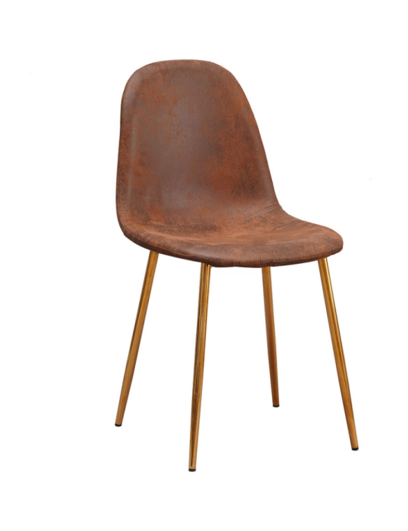 Presentes Miguel - Cadeira Golden Teok Couro Sintético Marrom Vintage