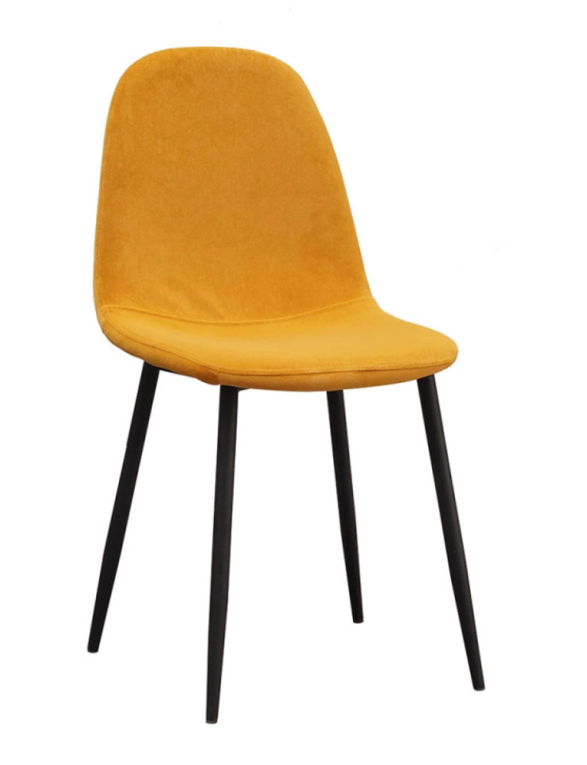 Presentes Miguel - Cadeira Teok Black Veludo - Amarelo