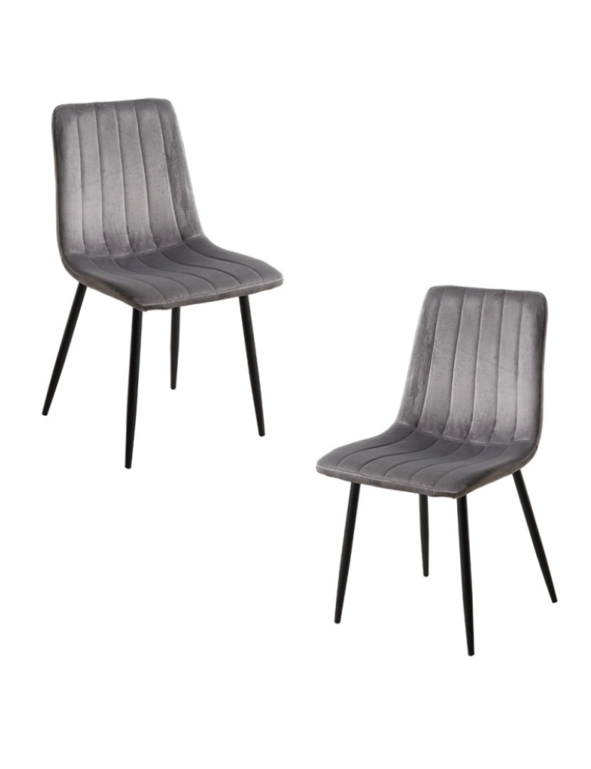 Presentes Miguel - Pack 2 Cadeiras Liny Veludo - Cinza escuro