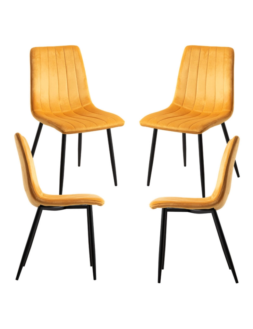Presentes Miguel - Pack 4 Cadeiras Veludo Liny - Amarelo