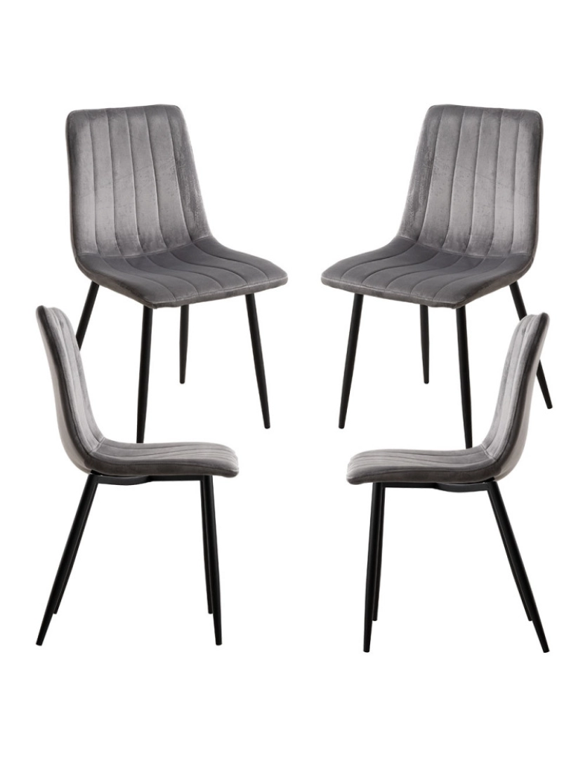 Presentes Miguel - Pack 4 Cadeiras Veludo Liny - Cinza escuro