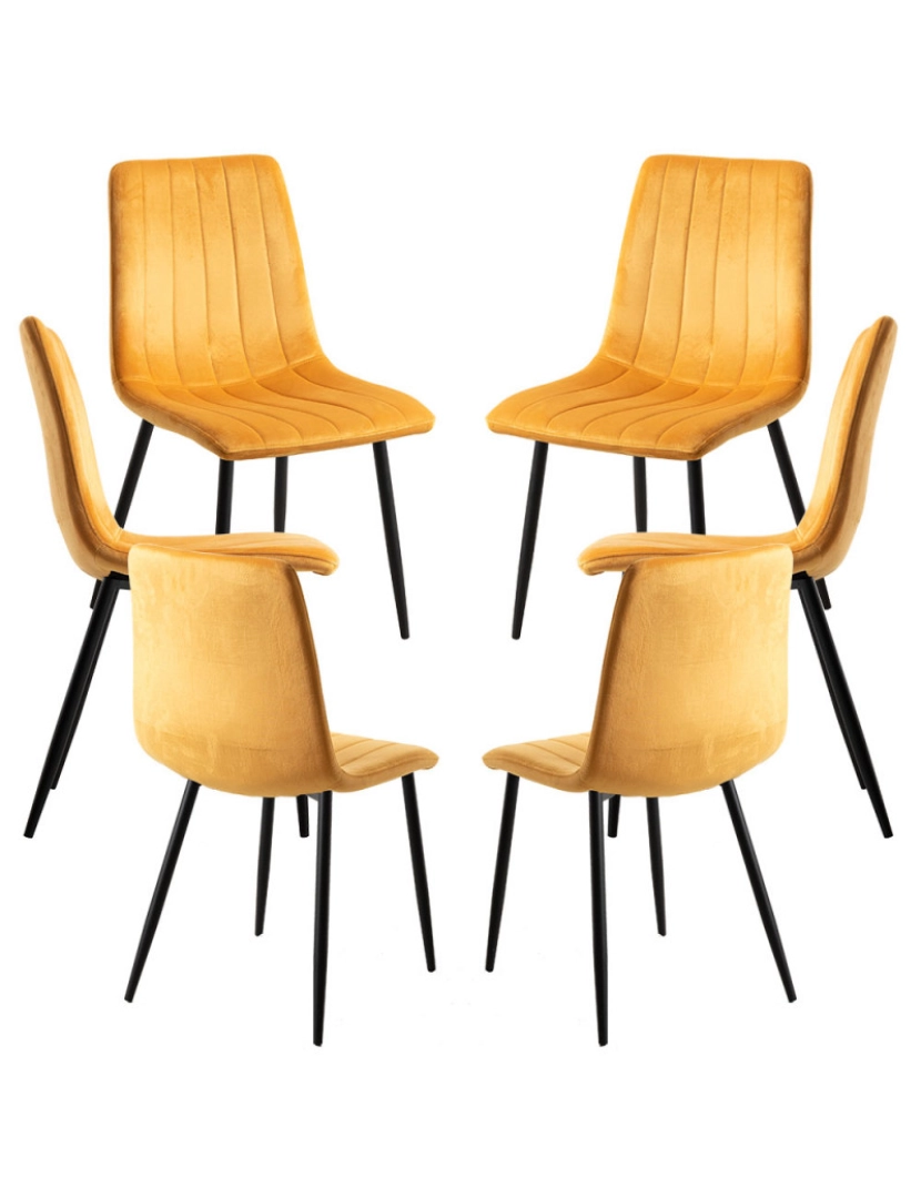 Presentes Miguel - Pack 6 Cadeiras Veludo Liny - Amarelo