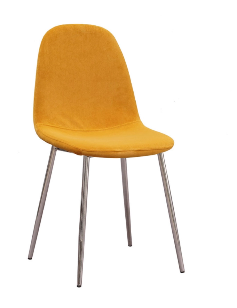 Presentes Miguel - Cadeira Chrome Teok Veludo - Amarelo