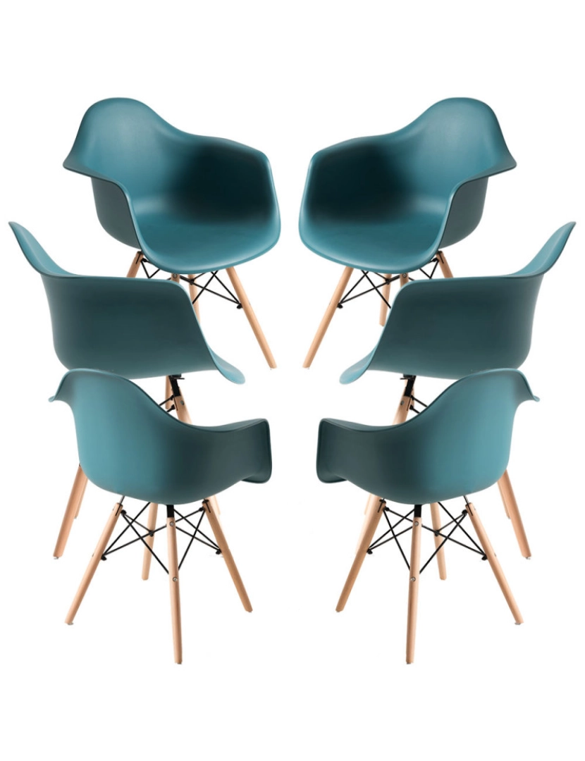 Presentes Miguel - Pack 6 Cadeiras Dau - Verde-azulado