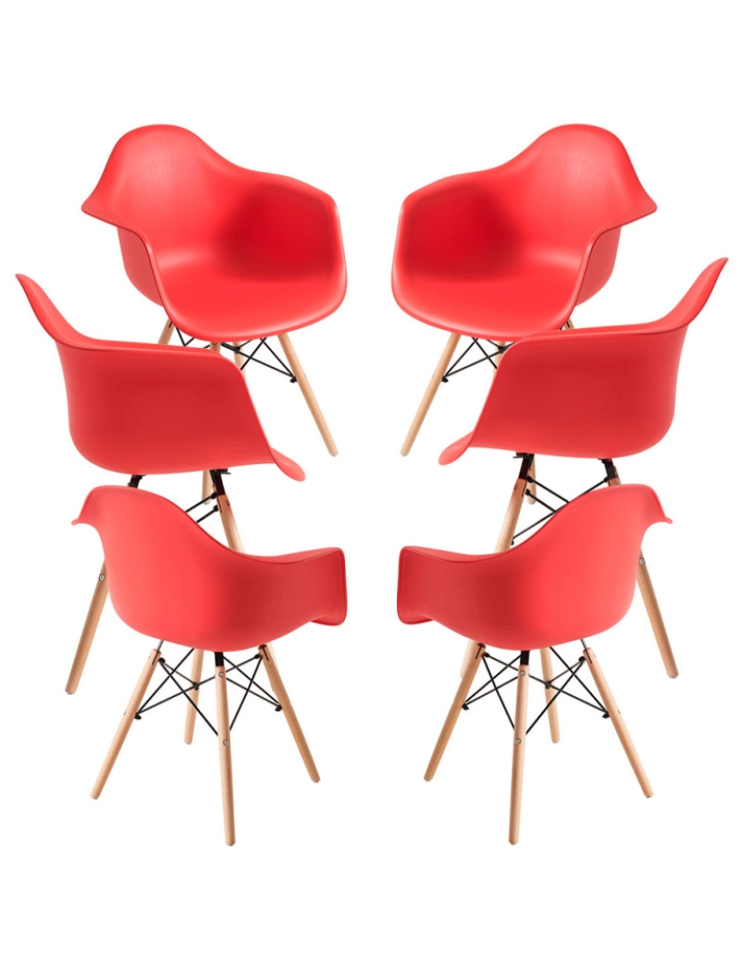 Presentes Miguel - Pack 6 Cadeiras Dau - Vermelho