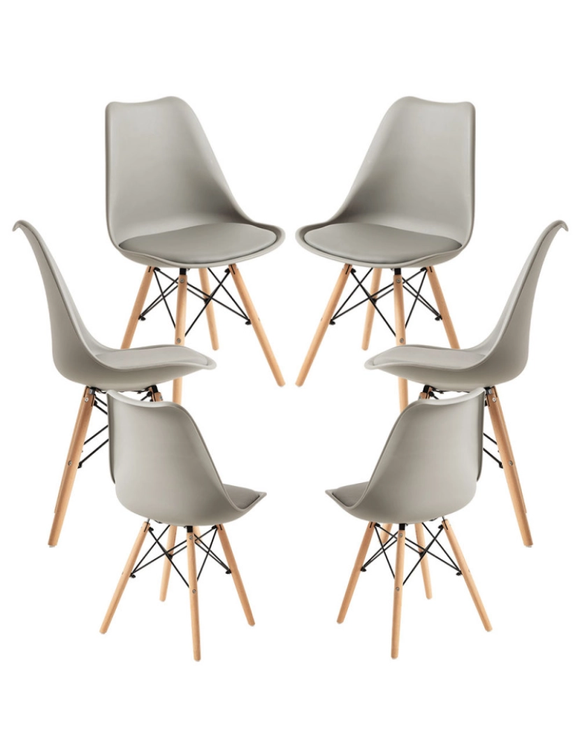 Presentes Miguel - Pack 6 Cadeiras Tilsen - Cinza claro