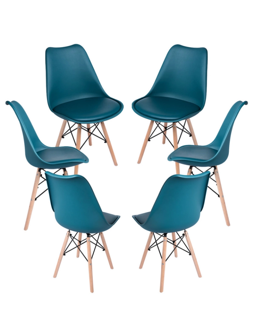 imagem de Pack 6 Cadeiras Tilsen - Verde-azulado1