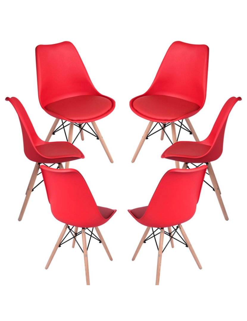 imagem de Pack 6 Cadeiras Tilsen - Vermelho1