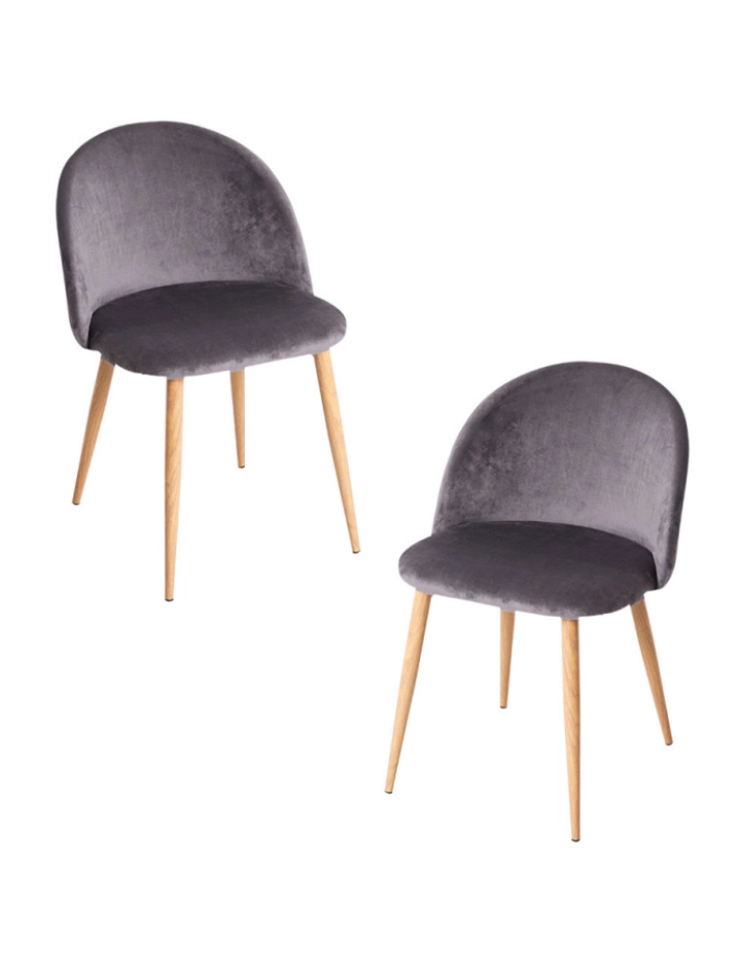 Presentes Miguel - Pack 2 Cadeiras Vint Veludo - Cinza escuro