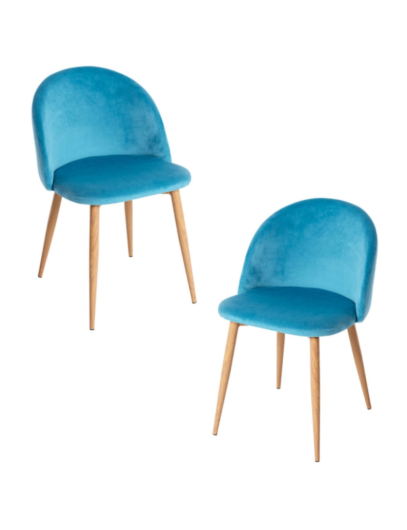 Presentes Miguel - Pack 2 Cadeiras Vint Veludo - Verde-azulado