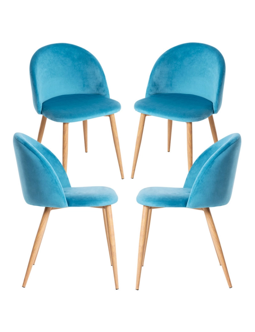 Presentes Miguel - Pack 4 Cadeiras Vint Veludo - Verde-azulado