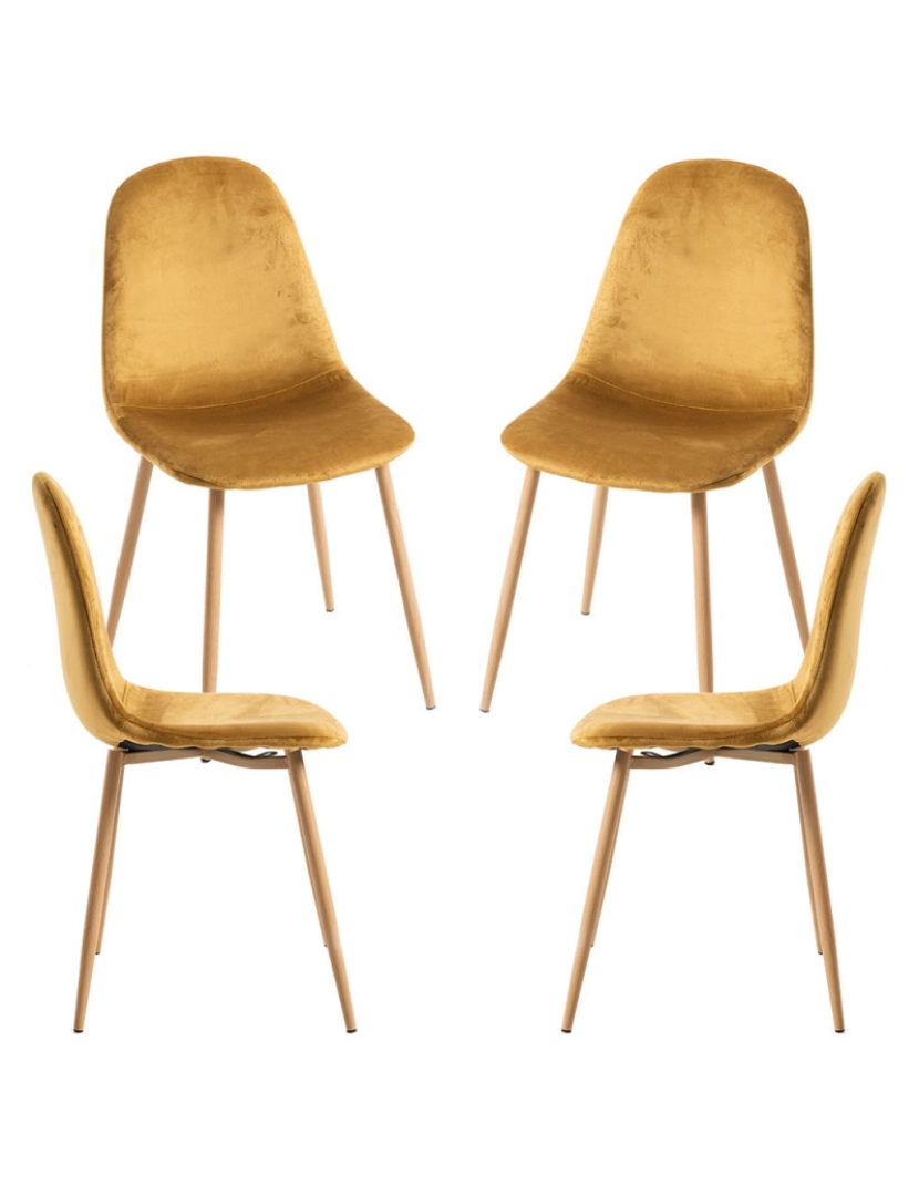 Presentes Miguel - Pack 4 Cadeiras Teok Veludo - Amarelo
