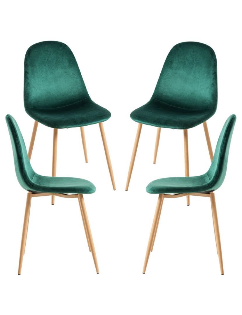 imagem de Pack 4 Cadeiras Teok Veludo - Verde escuro1