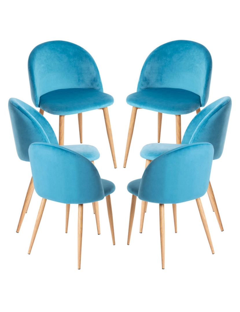 Presentes Miguel - Pack 6 Cadeiras Vint Veludo - Verde-azulado