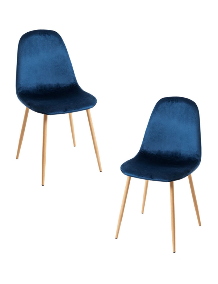 Presentes Miguel - Pack 2 Cadeiras Teok Veludo - Azul médio