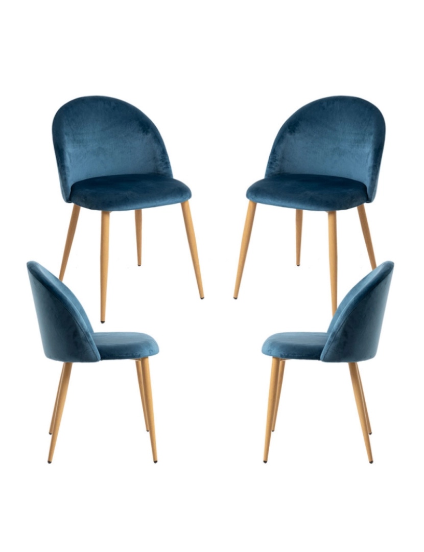 Presentes Miguel - Pack 4 Cadeiras Vint Veludo - Azul