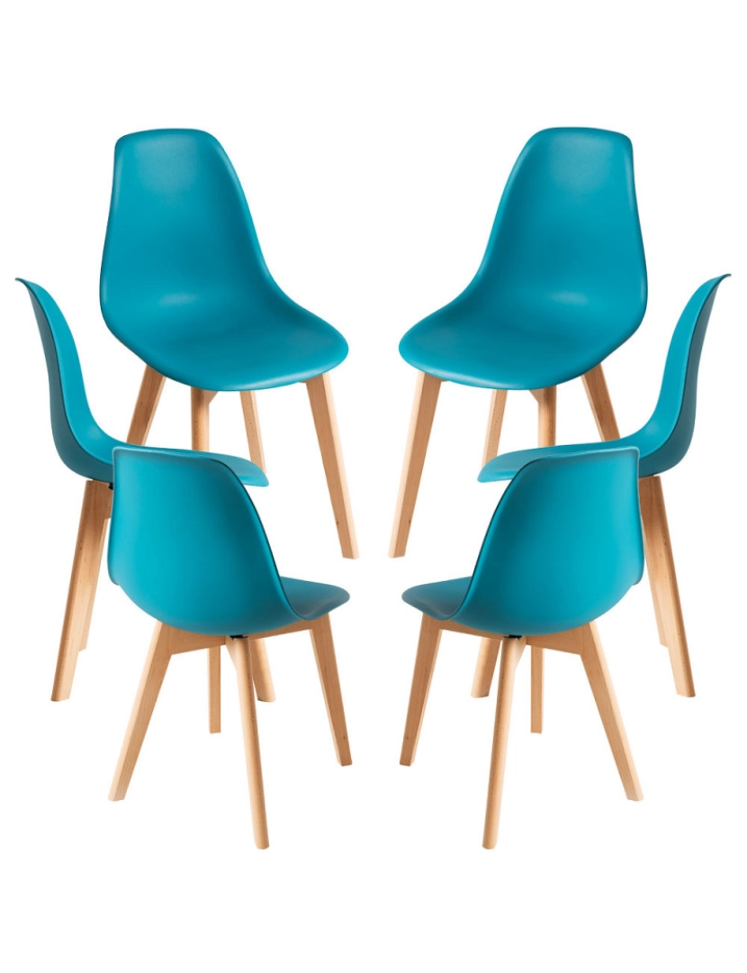 Presentes Miguel - Pack 6 Cadeiras Kelen - Verde-azulado