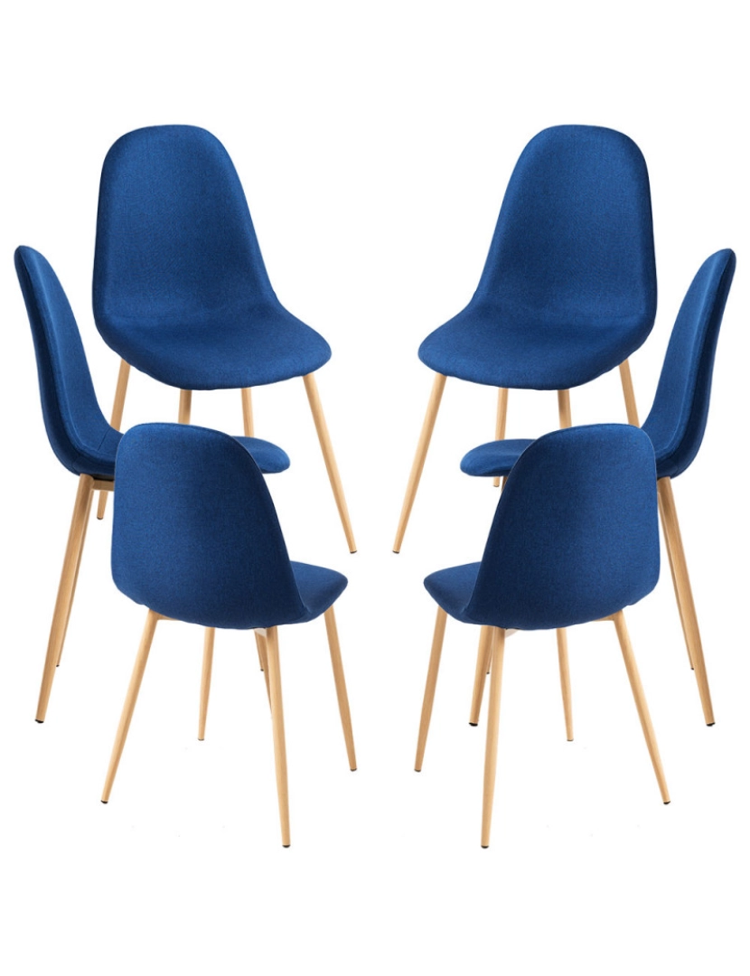 Presentes Miguel - Pack 6 Cadeiras Teok Tecido - Azul