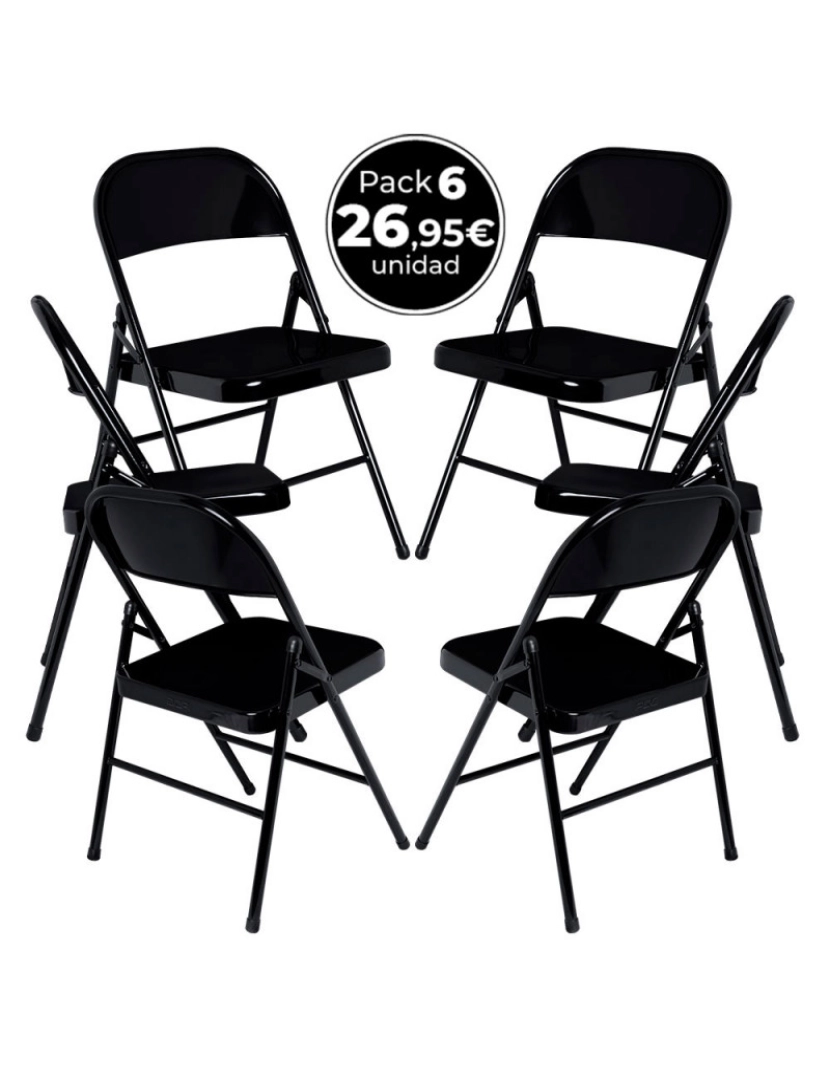 Presentes Miguel - Pack 6 Cadeiras Niza - Preto