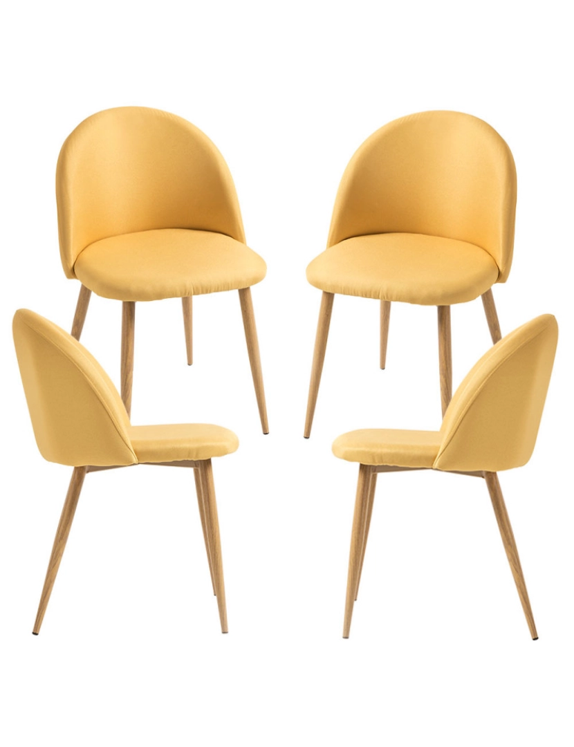 Presentes Miguel - Pack 4 Cadeiras Vint Tecido - Amarelo