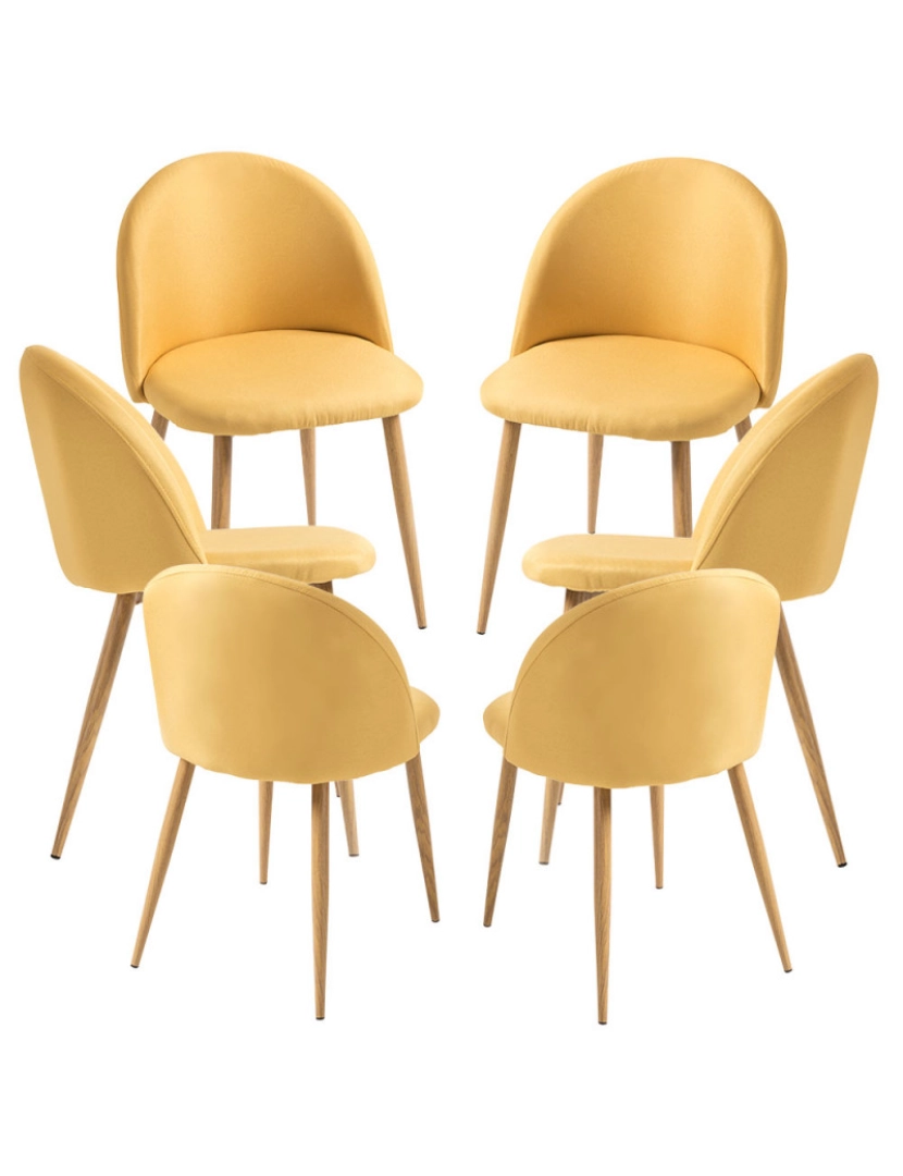 Presentes Miguel - Pack 6 Cadeiras Vint Tecido - Amarelo