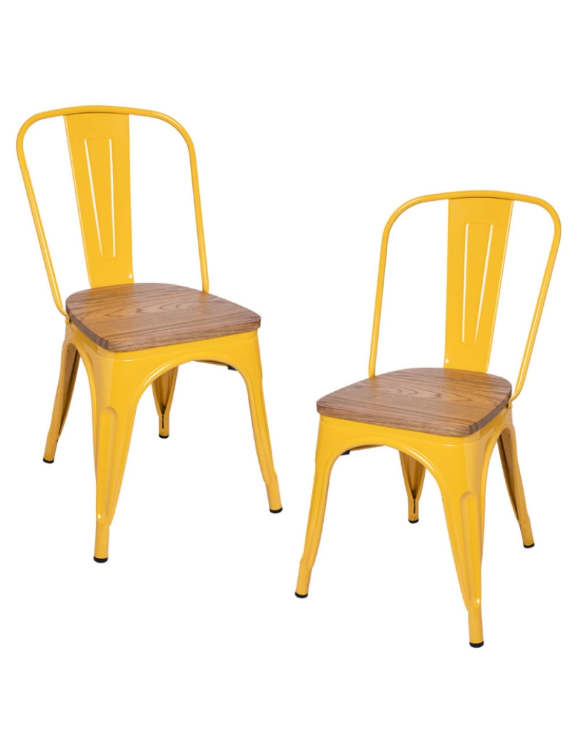 Presentes Miguel - Pack 2 Cadeiras Torix Madeira Natural - Amarelo