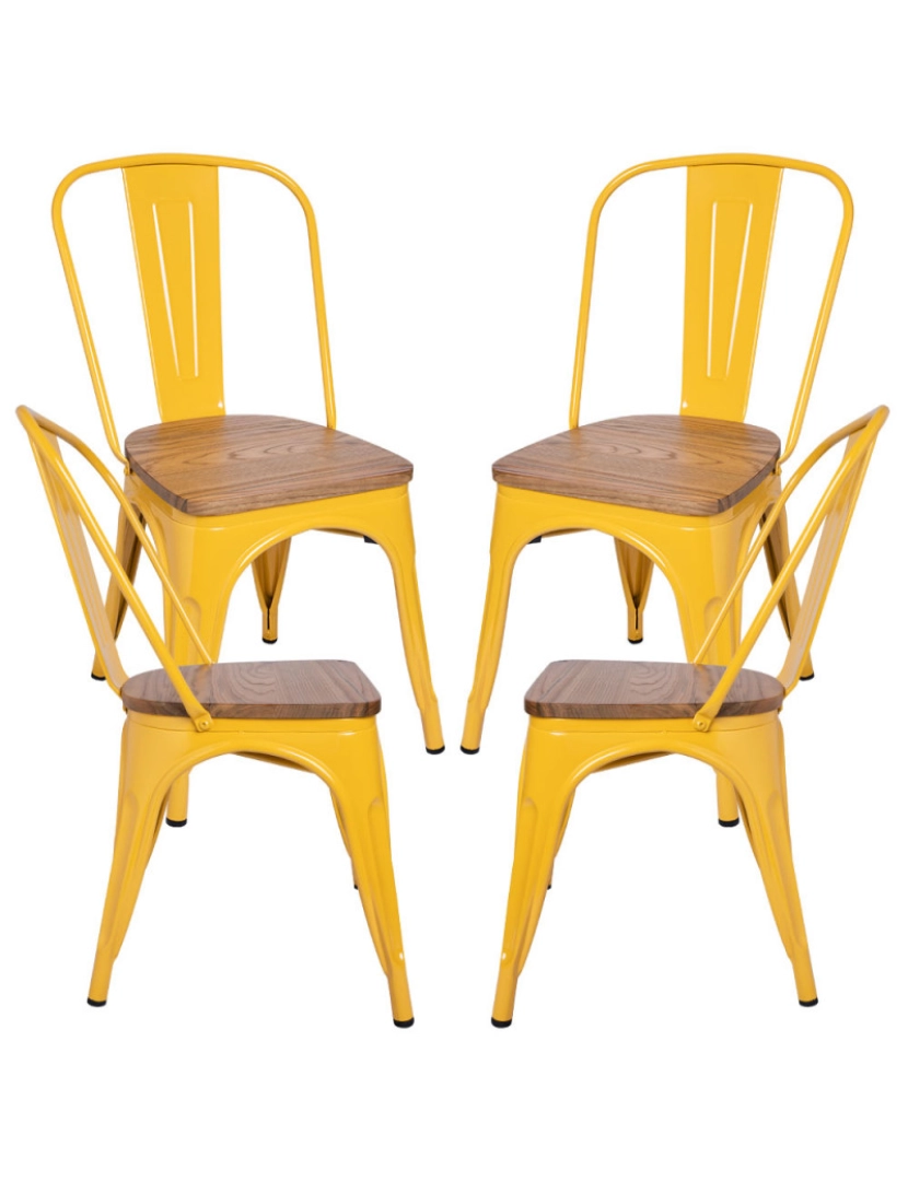 Presentes Miguel - Pack 4 Cadeiras Torix Madeira Natural - Amarelo