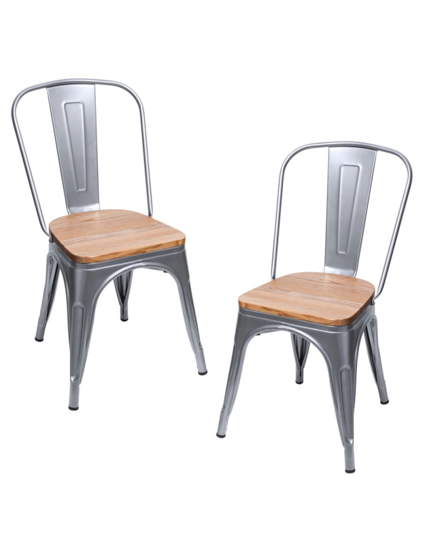 Presentes Miguel - Pack 2 Cadeiras Torix Madeira Natural - Cinza metalizado