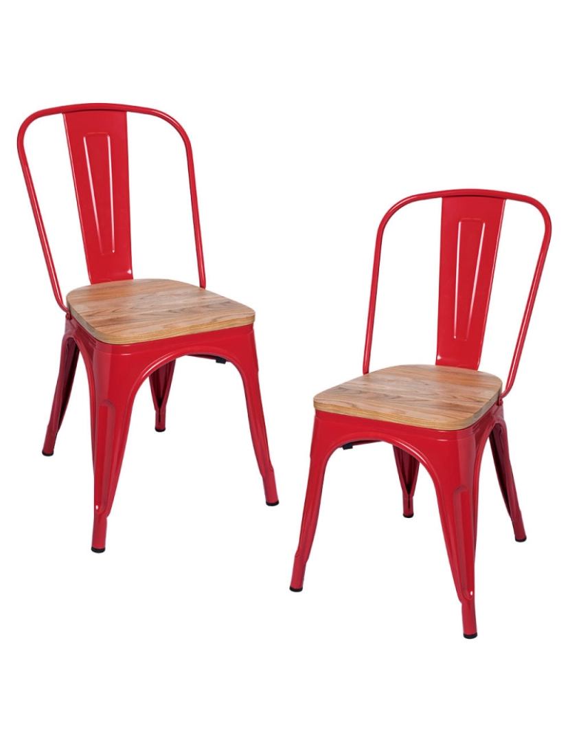 Presentes Miguel - Pack 2 Cadeiras Torix Madeira Natural - Vermelho